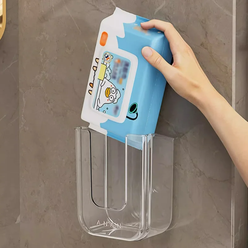 Wall Mounted Wet Wipes Dispenser Self-Adhesive Holder Kitchen Bathroom Tissue Paper Towel Case Box - Home Storage Organizer