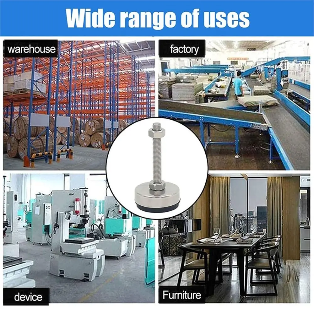 1Pcs M8 M10 M12 M14 Furniture Leveling Foot Rubber Seat Anti Slip Table Leg Leveler 304 Stainless Steel Fixed Adjusting