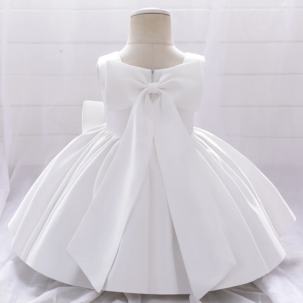 Newborn Baby White Baptism Dress For Girls 1 Year Birthday Party Dresses Big Bow Girl Wedding Dress Toddler Christening Gown