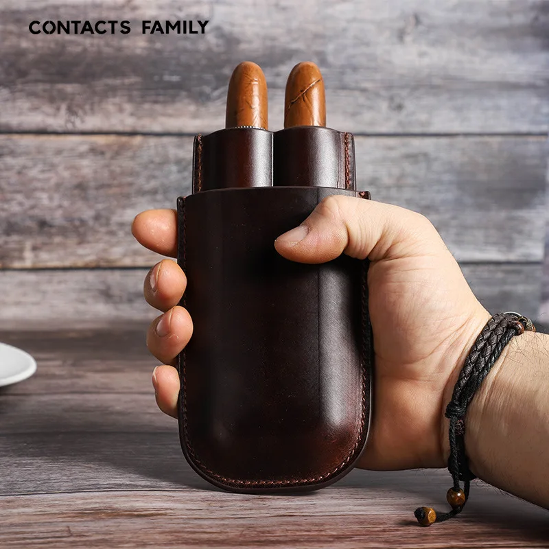 Genuine Leather Cigar Case Set of Two Two-in-One Convenient Humidification Box for Cigars in Stock