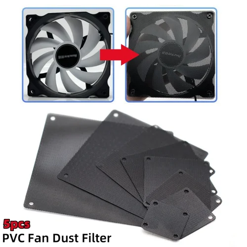 Imagen 1 del producto Filtro de polvo de ventilador de PVC, funda a prueba de polvo para PC, cubierta de malla de protección de ordenador cortable, filtro de aire acondicionado, malla de Hardware, 5 uds.