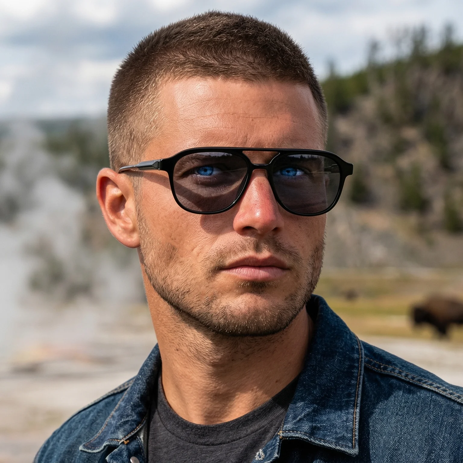 Vintage Doppelbrücken-Aviator-Sonnenbrille für Herren und Damen Klassische Eckige Sonnenbrille mit Dickem Rahmen Luxus-Designer-Shades