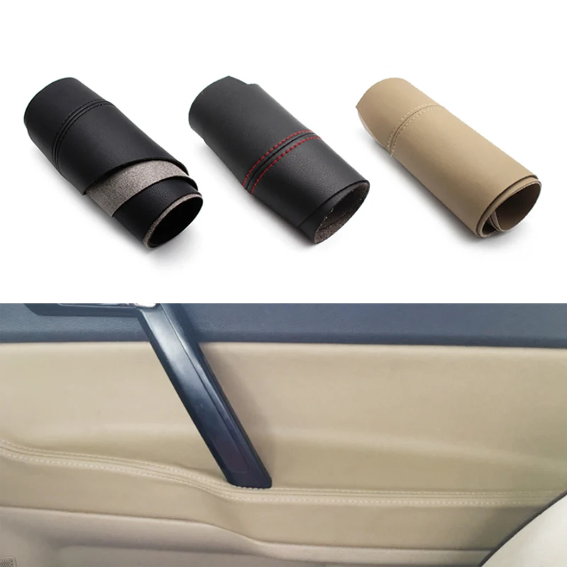 ل VW POLO 2004 2005 2006 2007 2008 2009 2010 2011 هاتشباك/سيدان مقبض باب السيارة مسند الذراع لوحة ستوكات أغطية جلد #1