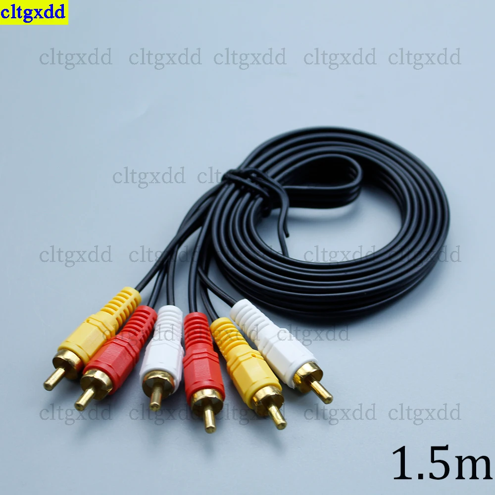 cltgxdd 1piece 3RCA Male to 3RCA Male Lianhua audio cable connector, audio and video AV extension cable plug, Lianhua 1.5M/3M/5M