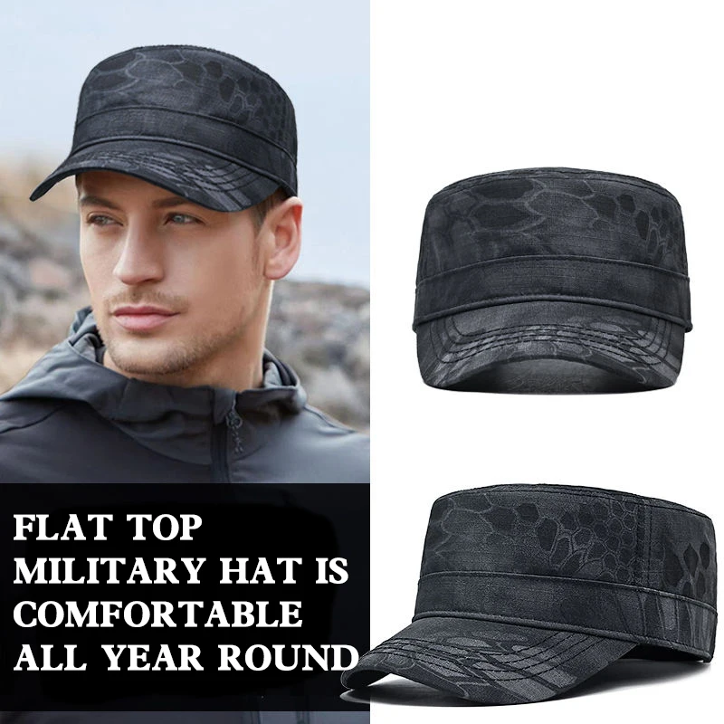 Flat Top Python Pattern Hat Men Spring and Autumn Thin Quick-Dry Baseball Cap Outdoor Travel Waterproof and Sun Protection