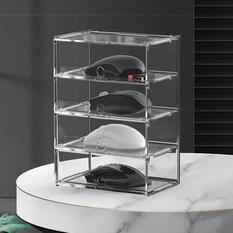 

Mouse Storage Box Custom PET Acrylic Thick Drawer Display Rack E-sports Mechanical Game Wireless Mouse Dustproof Display Stand