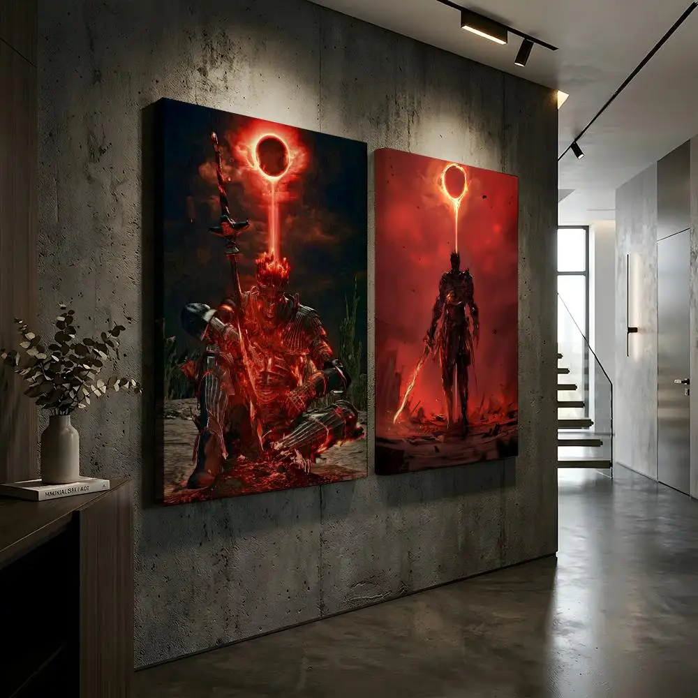 Classic Game D-Dark S-Souls 2 3 Framed Wall Painting Framed Canvas Wall Art Waterproof Wall Decor For Living Room Bedroom