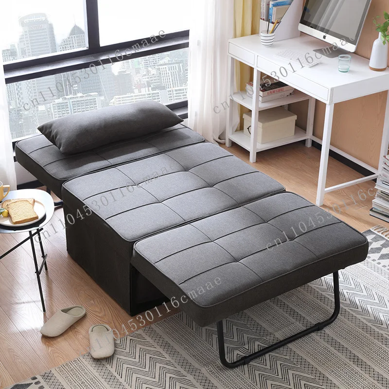 NEW Pull Out 1 Seater Sofa Bed Foldable Linen Fabric Sliding Recliner Single Sofa Futon Chair Apartment