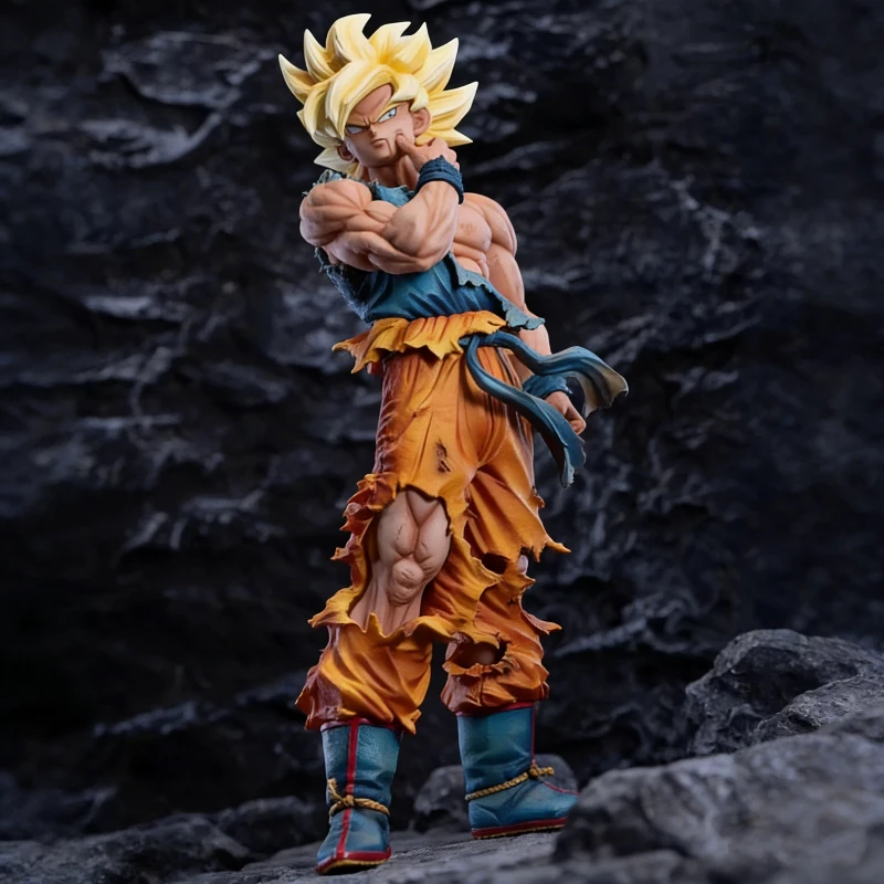 Dragon Ball GK 32cm Super Saiyan Goku Pinch Face Actionfigur mit Sockel, Sammlermodell, Anime-Statue, Desktop-Deko, Geschenkspielzeug