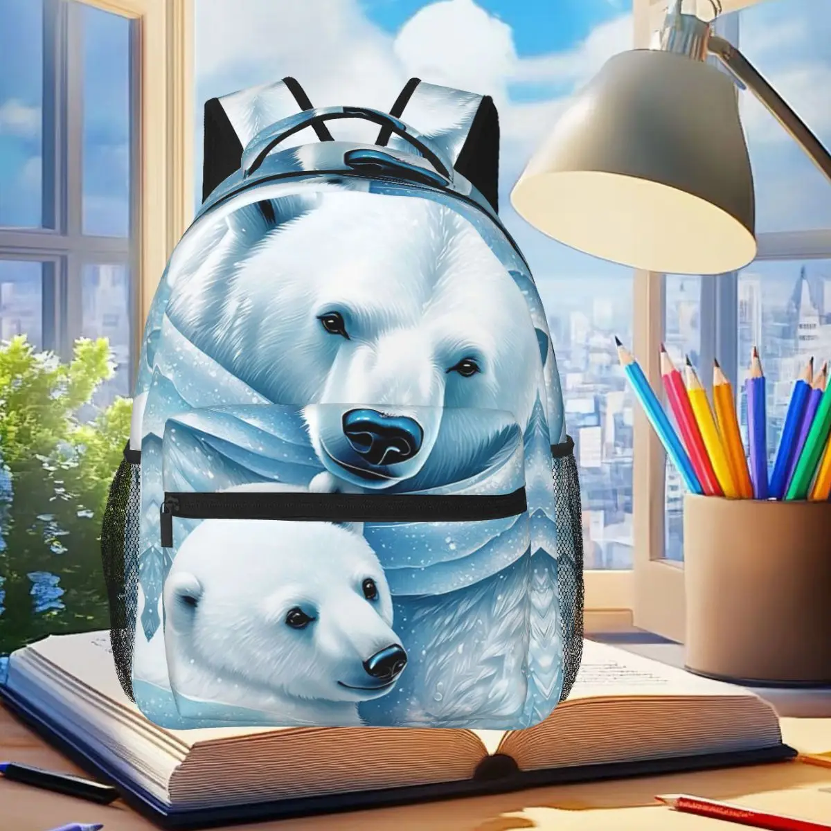 

Polar Bear Student Backpack School Bag Hiking Travel Daypack for Boys Girls Fashion Bookbag Shoulder Bags