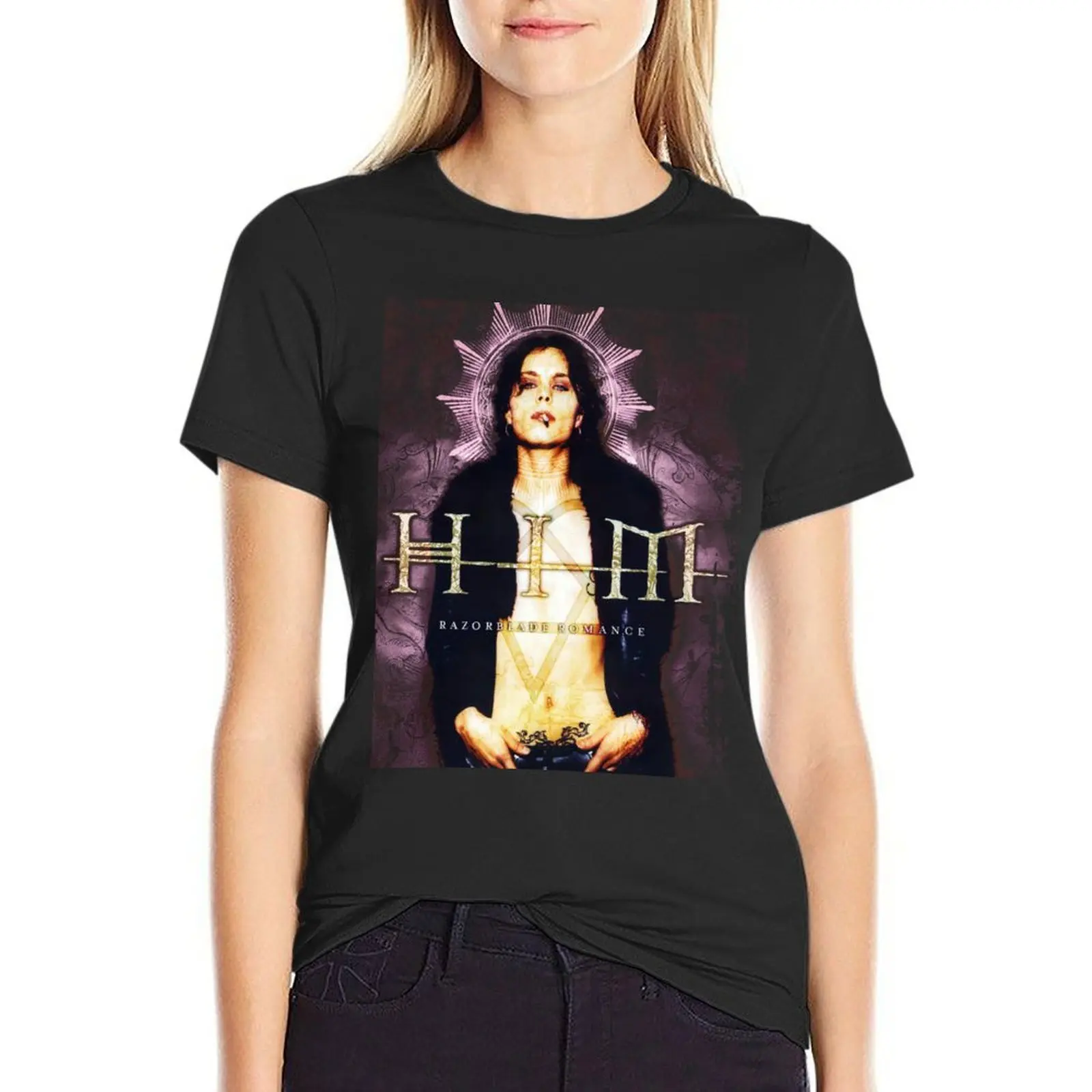 Him Band Tee Razorblade Romance HQ T shirt Heartagram Ville valo T-Shirt Blouse graphics plus size tops Women's tops