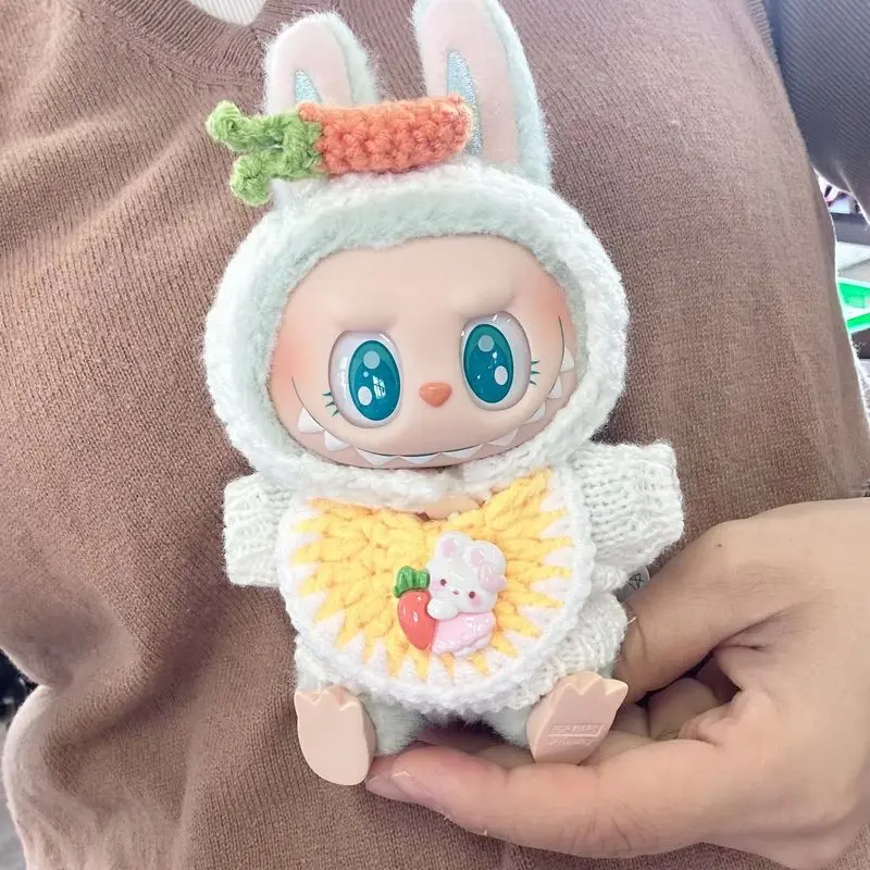 Labubu17cm Doll Mini Knitted Clothes Accessories Handmade Cute Hair Band Saliva Pocket Baby Set Around Fan Gifts Baby Clothes