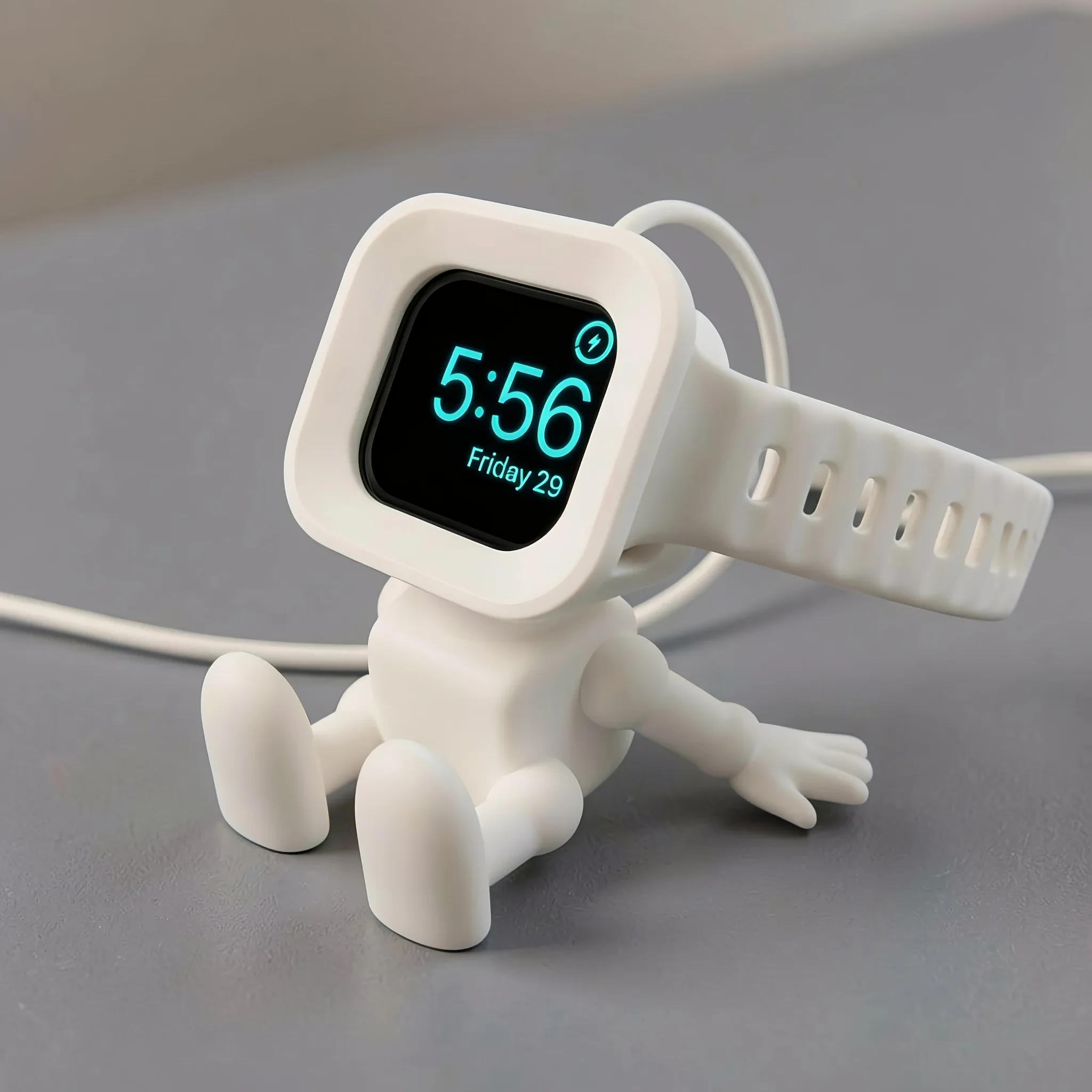 3D Printed Robot Shaped Desktop Storage Charging Dock, Cute Tabletop Watch Holder With Cable Slot Desk Decor Accessory