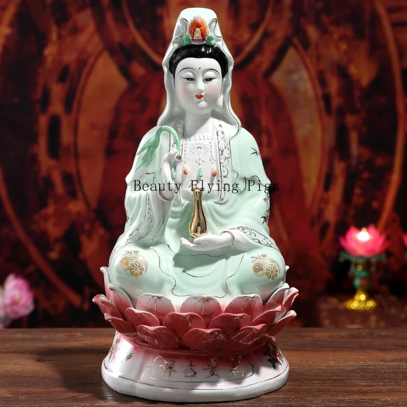 

Chinese Ceramic Guanyin Ornament Ensure Safety Temple Sacrificial Decoration Home Furnishing Decoration Pray for Auspiciousness
