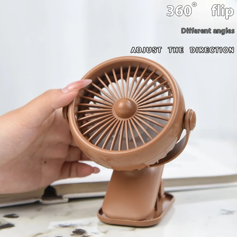 YM88221-Ventilador de pared de escritorio con clip informal 360 °     Voltear con luz, tres niveles de viento fuerte, ligero y portátil