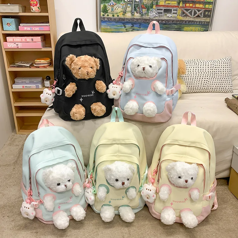 

Cute Bear Pattern High-value Fashion Backpack For Girls Lovely Student Bag For Primary And Junior High School