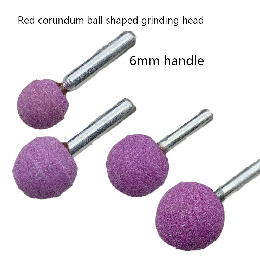 5 Pcs 6mm handle ball type 16-30mm grinding head diameter ceramic grinding wheel grinding head red white chromium corundum flint