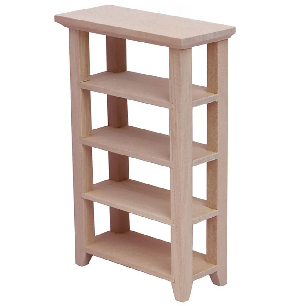 Miniature Wooden Bookshelf Absorbent Stable Wood Material Home Decor Mini House Furniture Accessories Mini Furniture