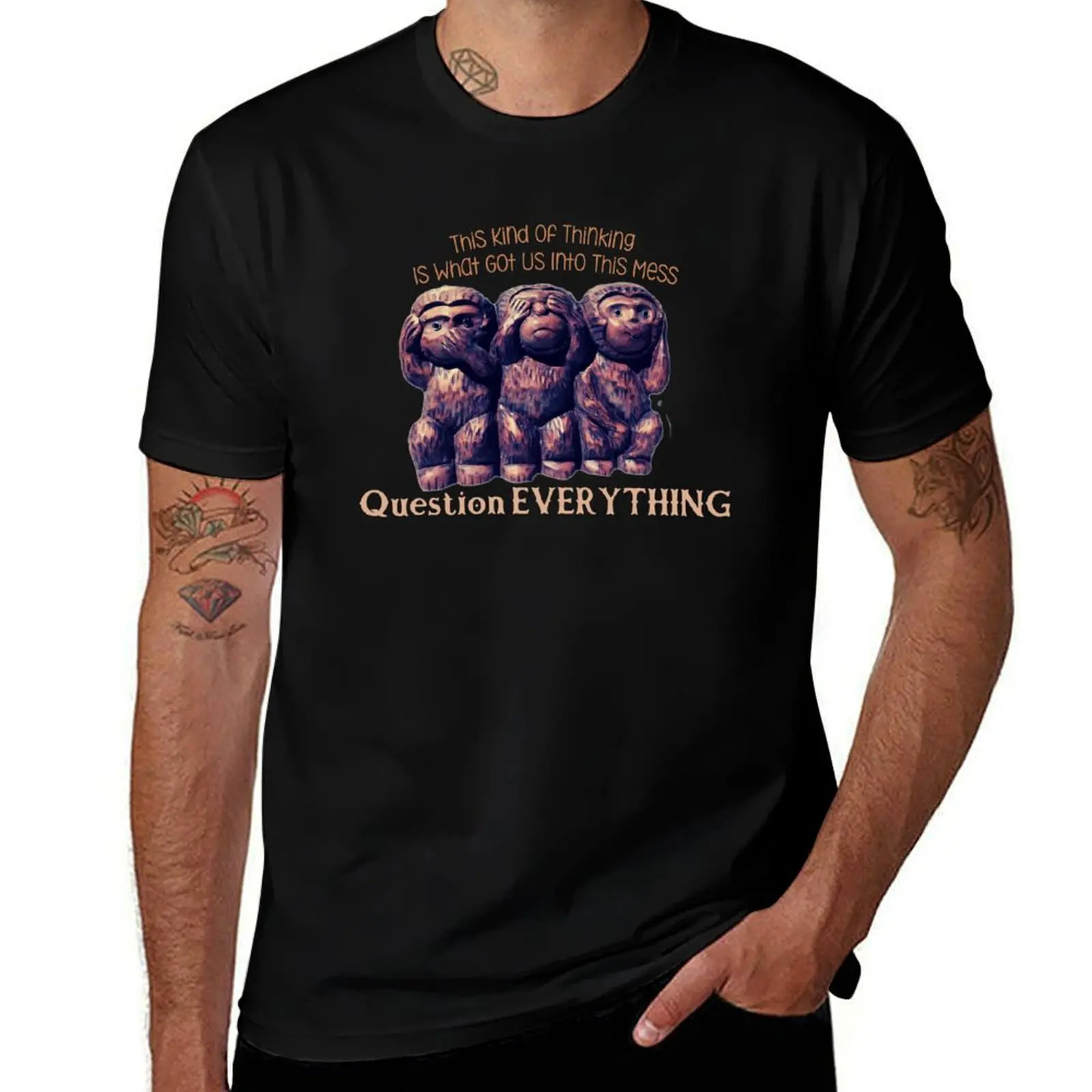 3 Wise Monkies Psyop T-Shirt t shirts for man slim fit t shirt man luxury man t shirts for men T-Shirt