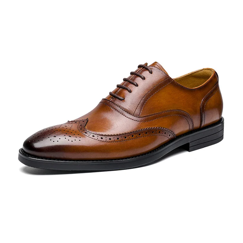 2022 New High Quality Handmade Oxford Dress Shoes Men Genuine Cow Leather Suit Shoes Footwear Wedding Formal Italian Shoes Hot