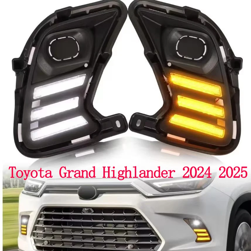 

For Toyota Grand Highlander 2024 2025 LED Daytime Running Lights Fog Lights Amber Sequential Turn Signal Light, 2 PCS