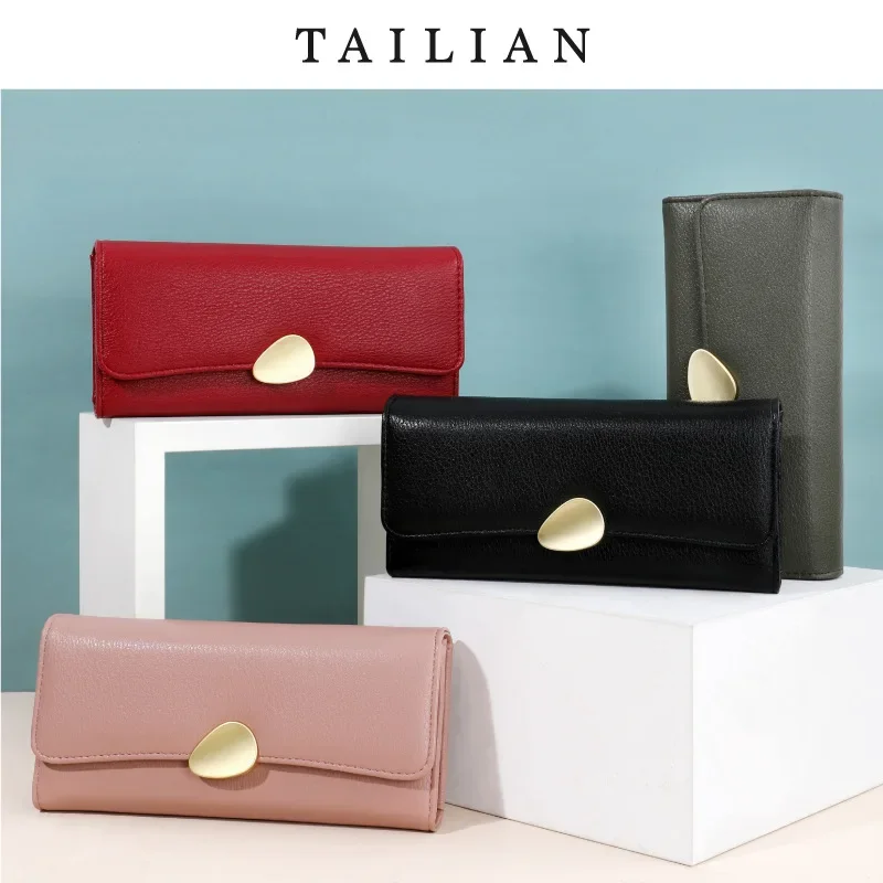 Ladies PU Leather Long Wallet Fashion Commuter Classic Fold Wallet Large Capacity Banknote Card Purse Coin Purse Clutch Handbag