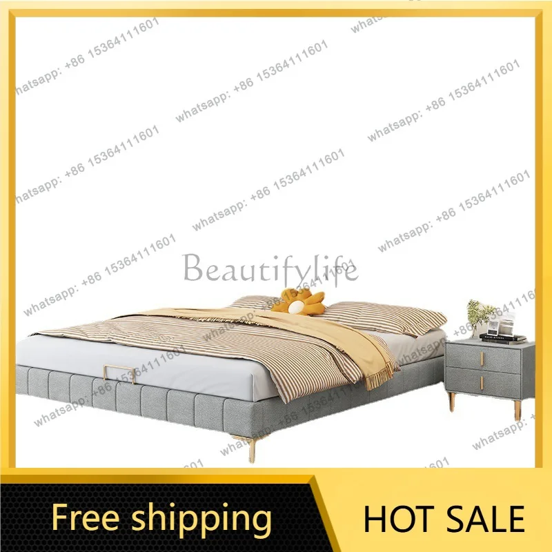 Factory Direct Sales Cream Wind Technology Cloth No Bedside Tatami Fabric Bed Piano Key