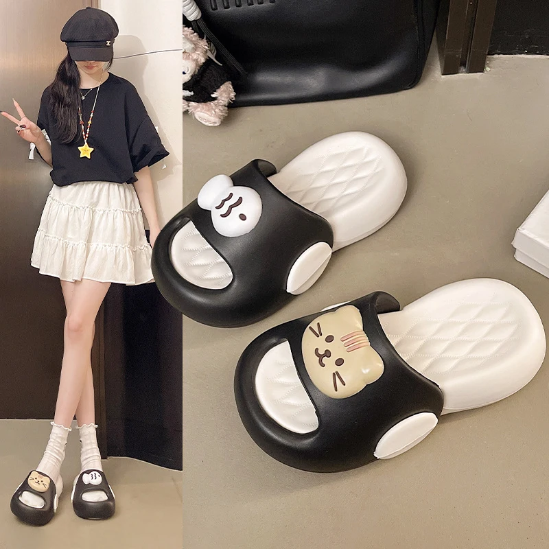 Summer Platform Slippers Women Home Animal Cartoon Cat Luxury Designer Woman Shoes Flats House Slides Outdoor Beach Soft Sole - view 6