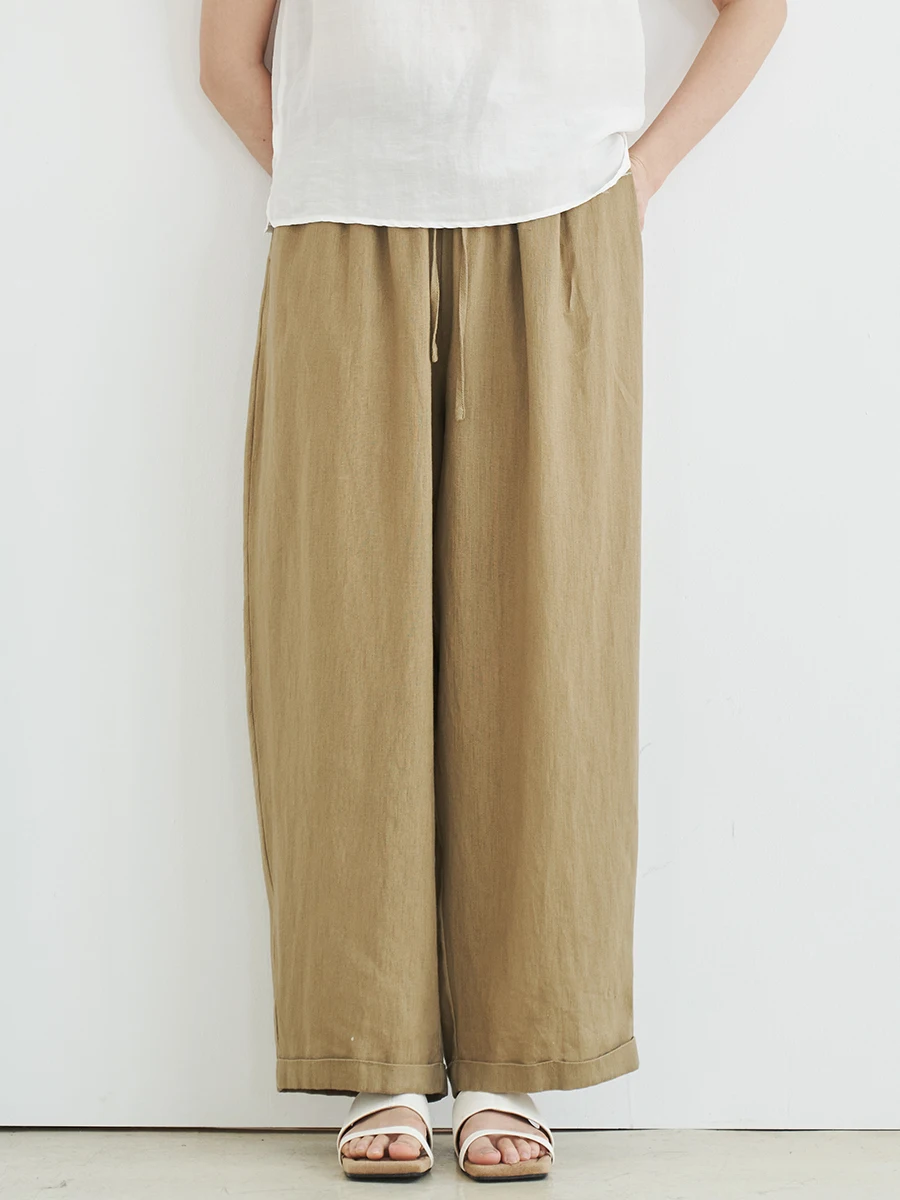 

Женские брюки Zimode с высокой талией из премиального льна, прямые, повседневные, комфортные, свободного кроя, утягивающие, длиной 7/8