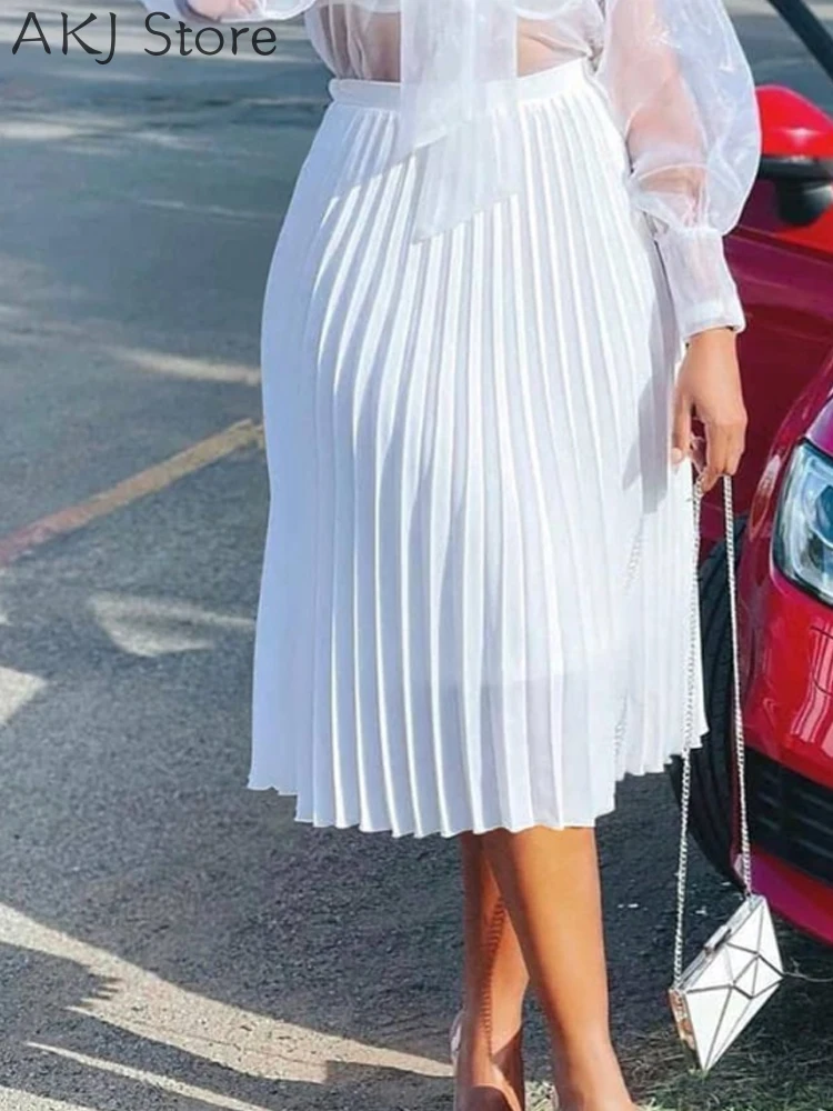 

Women High Waist Casual Pleated Skirt