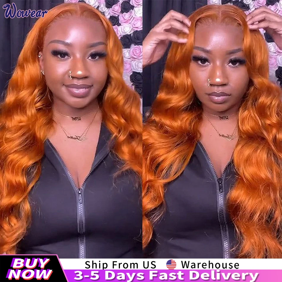 

13x6 HD Lace Frontal Wig 350 Colored Orange Ginger Lace Front Wig Human Hair Body Wave Brazilian Transparent Lace Frontal Wigs
