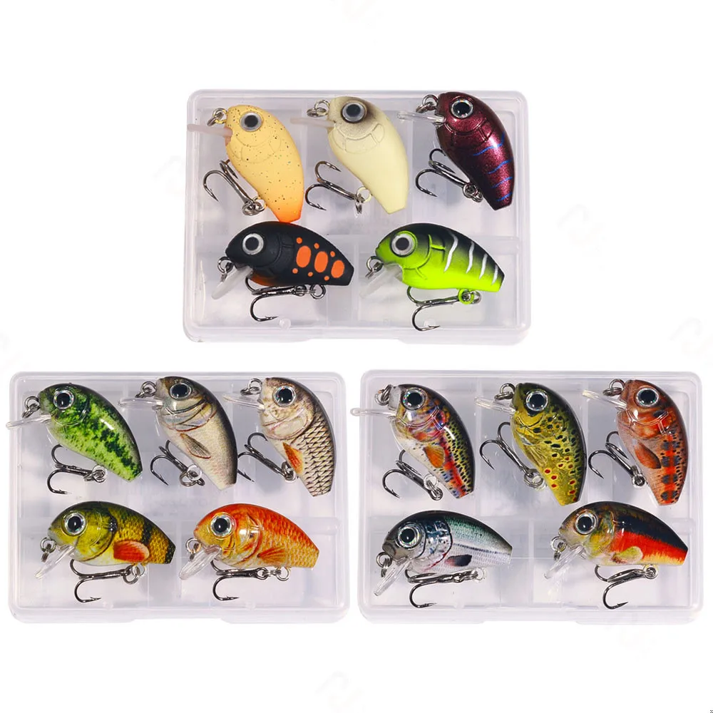 5pcs Mini Crankbait Kit Artificial Wobblers Hard Bait Bass Trout Fishing Lure Tackle pesca peche truite