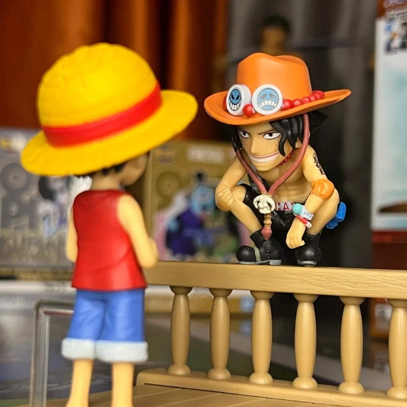 Original Bandai BANPRESTO One Piece  WCF LOG STORIES Monkey·D·Luffy and Ace Anime Action Figures Collectible Model Toy Boy Gift