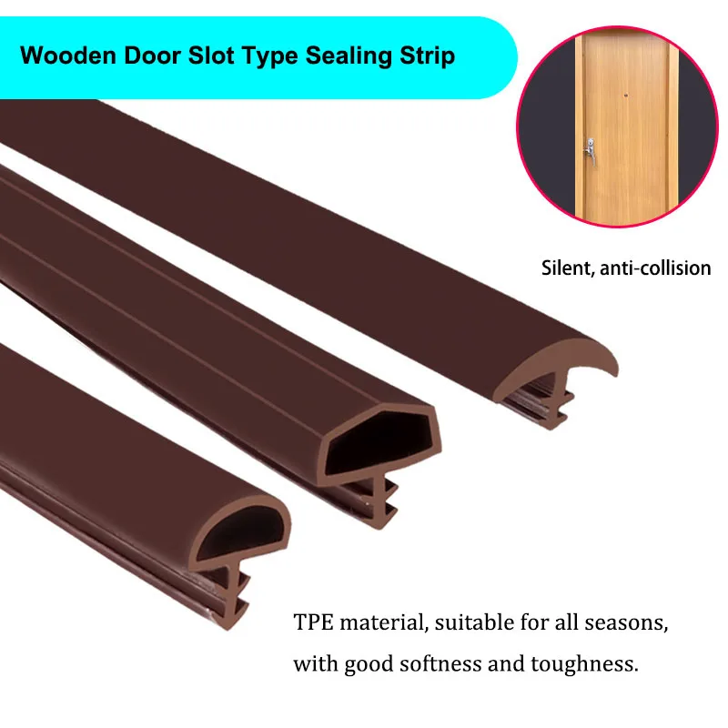 5Meters Wooden Door Sealing Strip Bedroom Door Frame Soundproof Windproof Anti-collision Door Edge Door Seam Sealing Strip