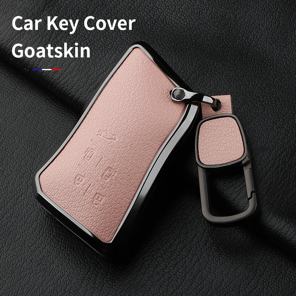 Aluminum Alloy Goatskin 5 Button Car Key Case Cover For Lexus LM350h LM500H 2023 2024 Car Key Protection Shell Accessories