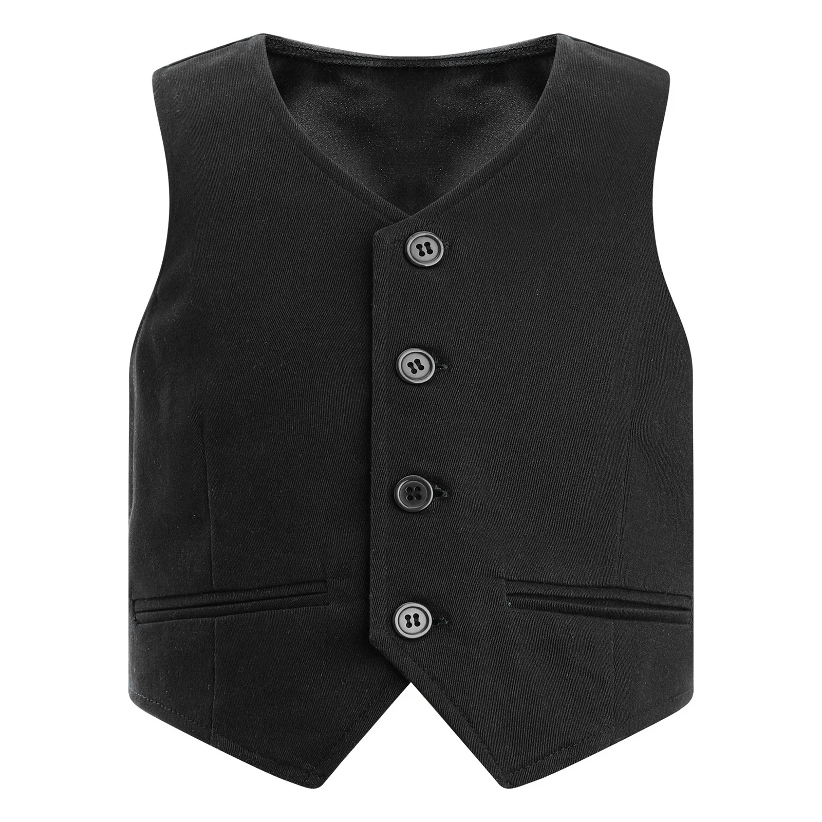 Kids Gentlemen Formele Jurk Vest Schooluniformen Tops Tieners V-hals Button Down Vest Verjaardagsfeestje Prestaties Kostuum