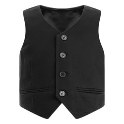 Kids Boys Gentleman Vest for Boys Formal Suit Vest Wedding Pageant Waistcoat Children's Catwalk Host Performance Fashion Vest