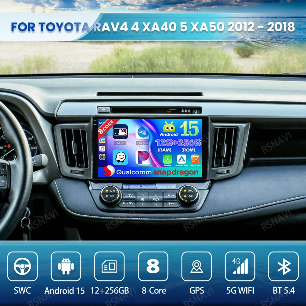 

Android 15 Car Radio For Toyota RAV4 4 XA40 5 XA50 2012 - 2018 Qualcomm Navigation 4G LTE BT DSP Multimedia Autoradio Stereo DVD