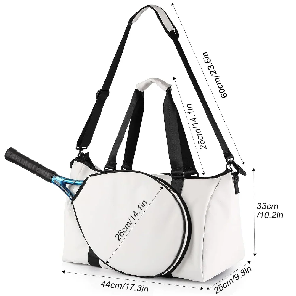 1PCS Women's Tennis Travel Bag with Exterior Drawstring Racket Holder, Separate Shoe Compartment, Wet Pocket & Laptop Sleeve