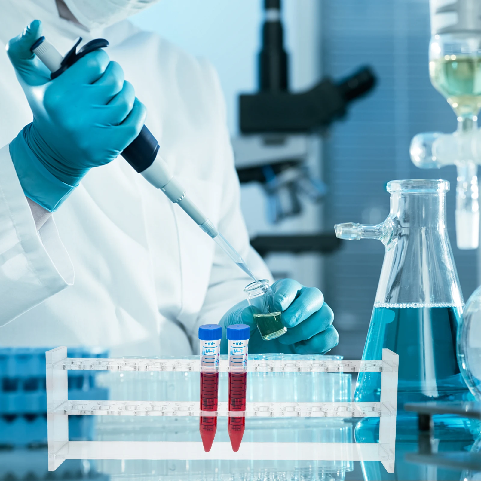 

2pcs Test Plastic Stand Testing Tube Organizer For Laboratory Reusable 12 Tube Stand Holes