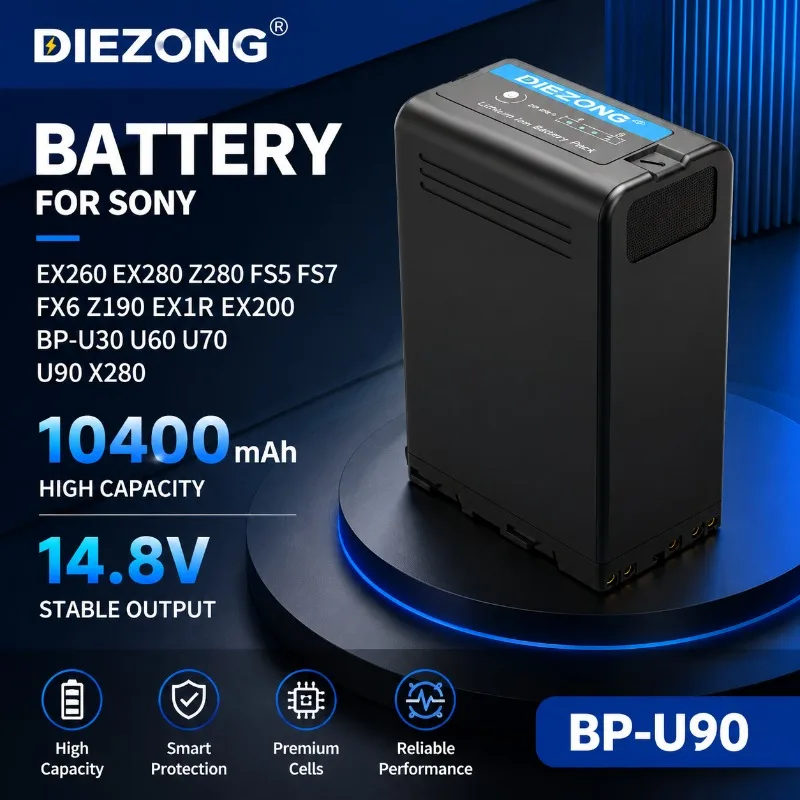 10400mAh BP-U90 Battery PD45W Fast Charging for Sony Camera EX260 EX280 Z280 FS5 FS7 FX6 Z190 EX1R EX200 BP-U30 U60 U70 U90 X280