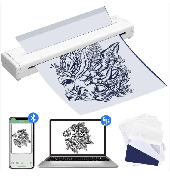 

Portable Mini Thermal Tattoo Printer A4 Size 203dpi Professional Tattoo Transfer Machine for Business Use
