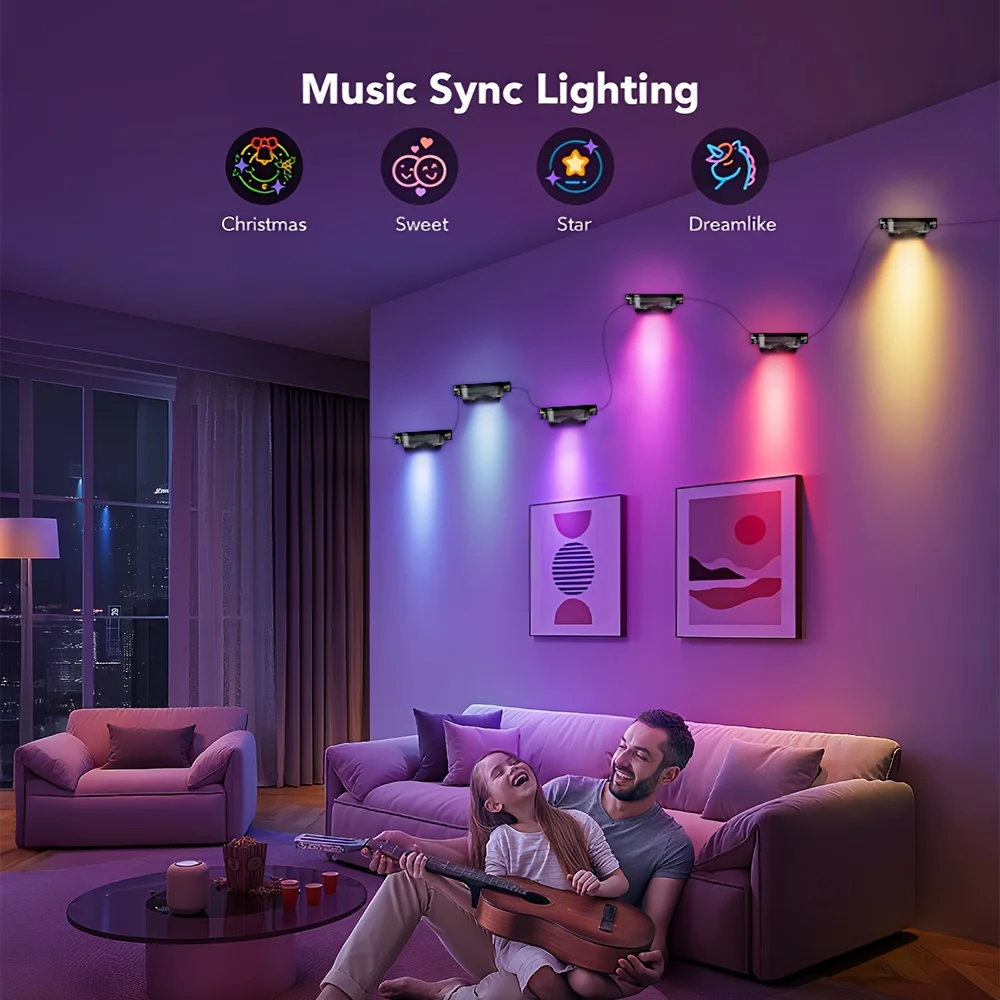 Smart Permanent Outdoor String Lights IP67 Waterproof RGB Eaves Lights APP Remote Control Music Sync for Party Festivals Decor