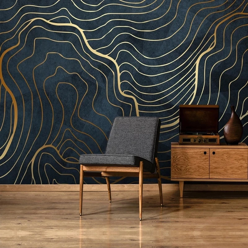 Customized products Abstract Golden Lines Mural 3D Wallpaper Modern Study Room Living room sofa TV background bedroom restaurant