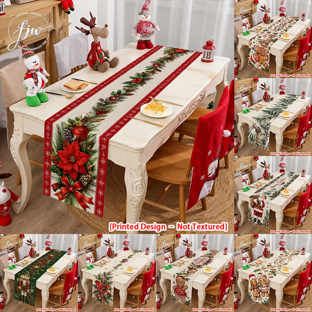 1pc Christmas Table Runner Seasonal Winter Holiday Dining Table Decor for Home Party