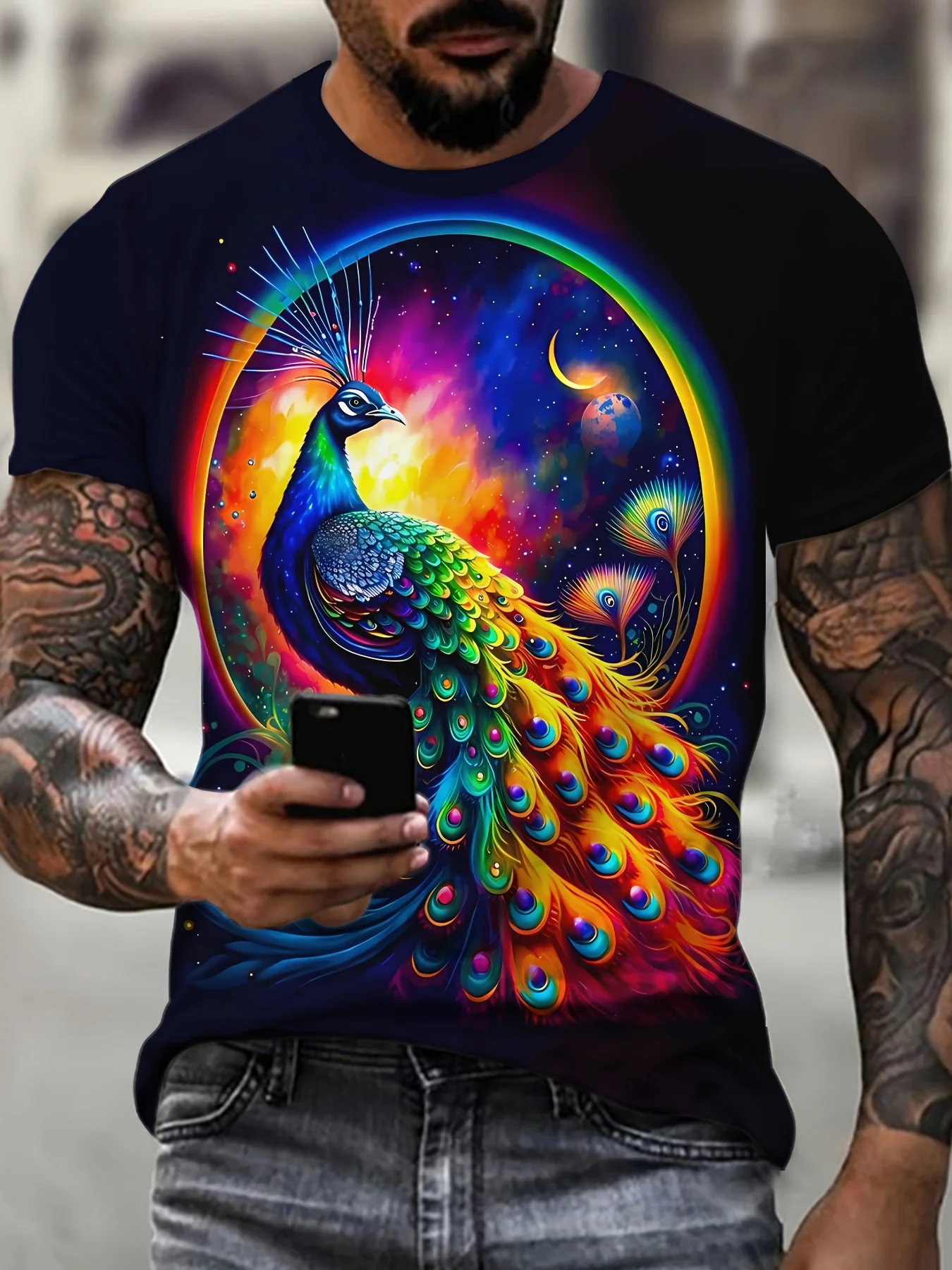 3D Printed Cute Animal Peacock T Shirt Psittaciformes Graphic T-shirts For Men Fashion Funny Tee Shirts Harajuku Top Clothes