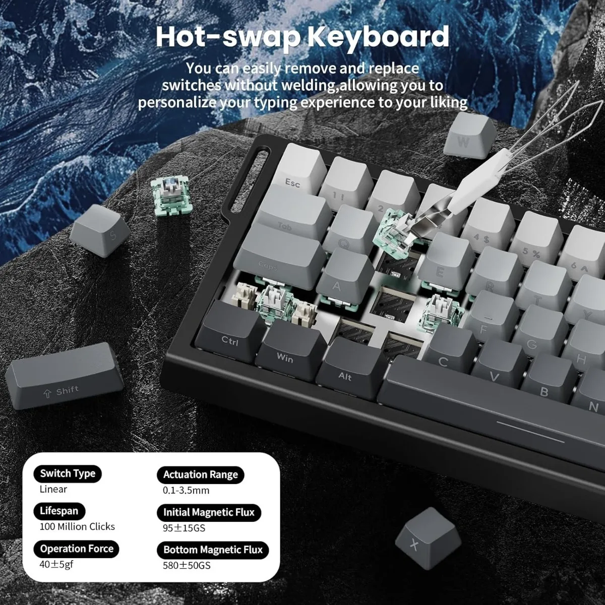 ATTACK SHARK X68 HE 8000Hz Rapid Trigger Keyboard 0.01mm RT Accuracy RGB Wired Gaming Keyboard with Magnetic Switch  for PC/Mac image 3
