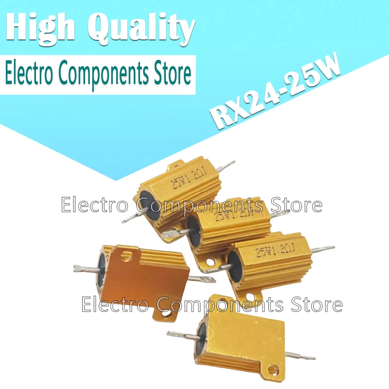 

2Pcs Aluminum Power Metal Shell Case Wirewound Resistor 1R 2R 3R 4R 5R 6R 8R 10R 20R 30R 100ohm 25W Aluminum Case Power Resistor