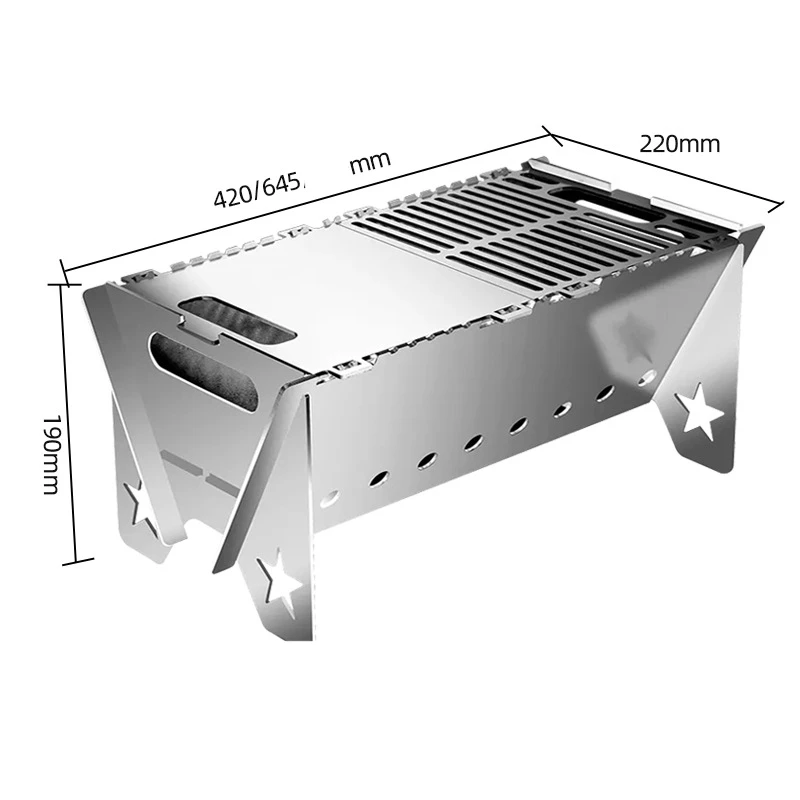 Multi-purpose Carbon Steel Grill, Portable, Outdoor, Cookout, Camping, Charcoal, Modern, Simple, Household, Barbecue