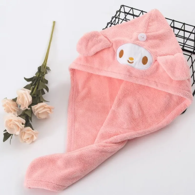 Sanrio Dry Hair Hat Anime Cinnamonroll  Melody Bath Hat Cartoon Kawaii Cute Superabsorbent Home Bathroom Towel Girls Cute Gifts